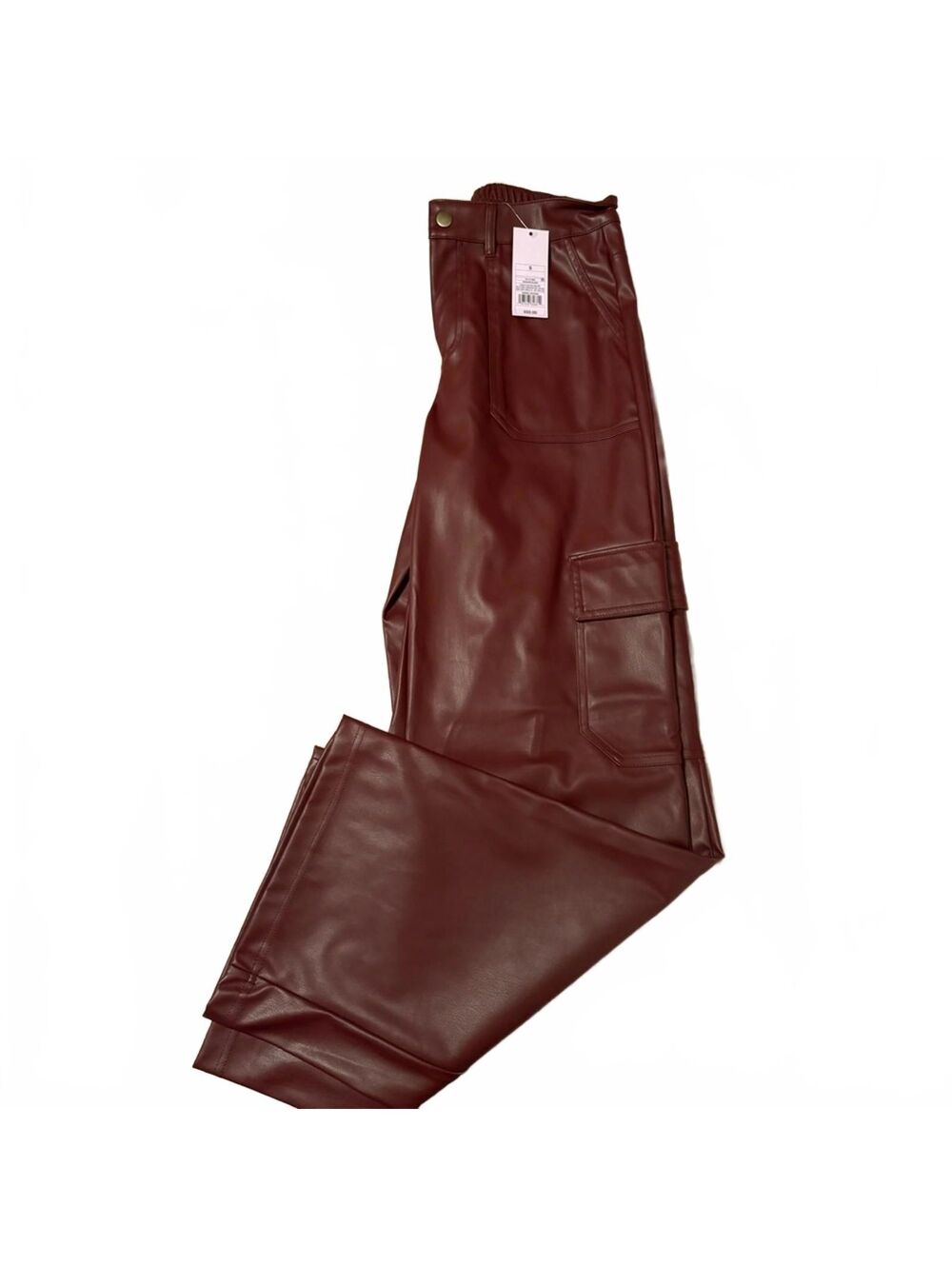 NWT Burgundy Faux Leather Wide Leg Pants